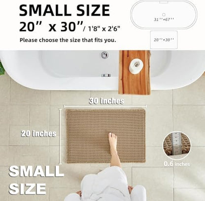 TYUU Waffle Bath Mat, Boho Bathroom Rugs Non Slip Washable, 30x20 Khaki