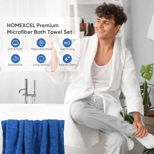 HOMEXCEL 4PK Bath Towel Set, 30x60 in, Absorbent Large Towels for Bathroom