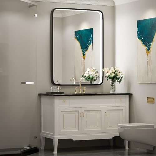 LED Bathroom Mirror,Black Frame,32x24 Inch