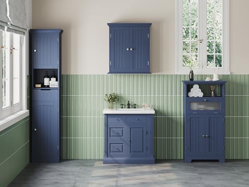 ChooChoo Bathroom Cabinet with Flip Glass Drawer,Freestanding