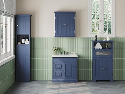 ChooChoo Bathroom Cabinet with Flip Glass Drawer,Freestanding