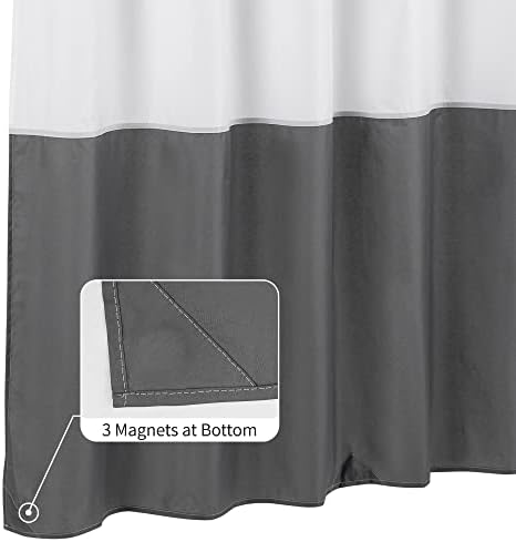 ALYVIA SPRING Waterproof Fabric Shower Curtain Liner White/Dark Gray, 72x72