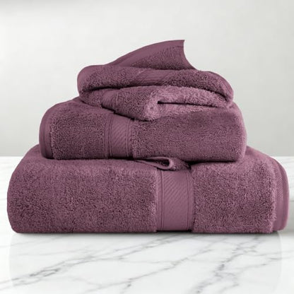 SUPERIOR Egyptian Cotton Ultra Plush & Absorbent, 3 Piece Set, Plum