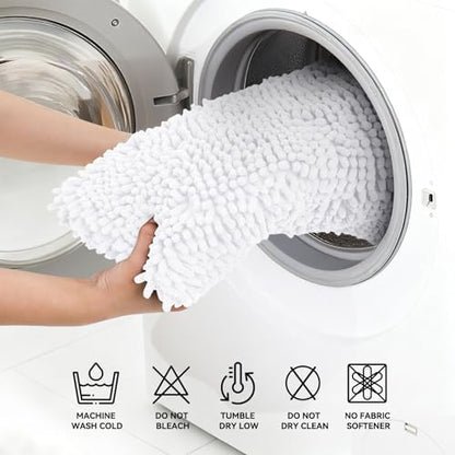 Bcoimo Bath Rug Mat,Chenille Extra Soft White Bathroom Floor Shower Tub Mat
