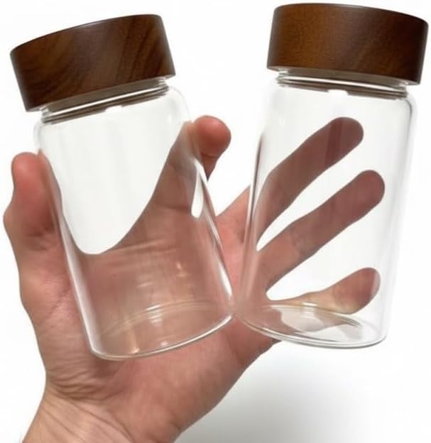 Wide Mouth Glass Storage Jars With 2.5" Acacia Wood Lids - 6 Pack of 9.5 Oz Food Storage Containers - Borosilicate Glass Canisters Sets For Kitchen - Pantry Organizers and Storage for Rice Coffee