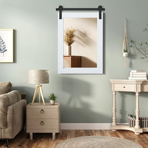 COGOOD Farmhouse Bathroom Mirrors for Over Sink - 38 x 25 Pure White