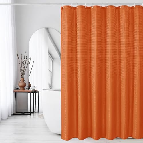 Gibelle Long Burnt Orange Fabric Shower Curtain, 72 x 78