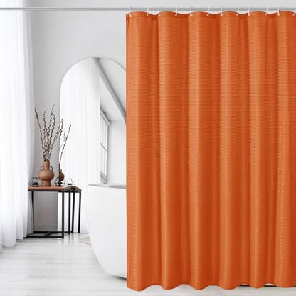 Gibelle Long Burnt Orange Fabric Shower Curtain, 72 x 78