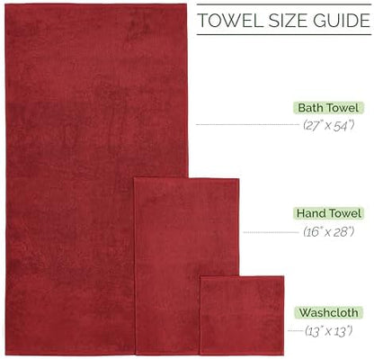 Elegant Comfort 100% Turkish Cotton Corduroy Ribbed Luxury Bath Towels 6-Piece Set, Premium Feel - Quick Dry, Highly Absorbent, Contains 2 Bath Towels, 2 Hand Towels, and 2 Washcloths, Burgundy