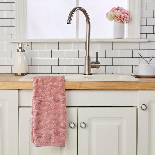 SKL Home Blossom Floral Hand Towel Set-2pc, 100% Turkish Cotton, Blush