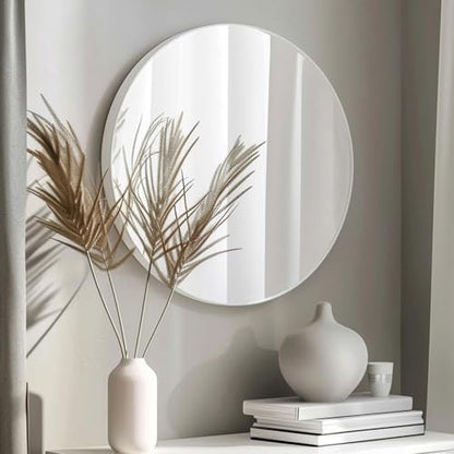 Sunniry Circle Mirror 26 inch, White Round Mirror, Matte White Metal Frame