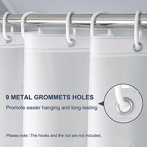 EurCross Frosted Stall Shower Curtain Liner, 8G PEVA Waterproof Weighted Hem Shower Liner with 5 Magnets, Narrow Small Shower Curtain Liner 54 inch Wide,9 Buttonholes (Frosted, 54"W x 78"H)