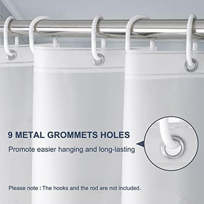 EurCross Frosted Stall Shower Curtain Liner, 8G PEVA Waterproof Weighted Hem Shower Liner with 5 Magnets, Narrow Small Shower Curtain Liner 54 inch Wide,9 Buttonholes (Frosted, 54"W x 78"H)