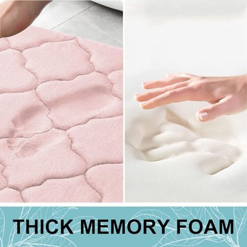 OLANLY Memory Foam Bath Mat Rug 47x17, Ultra Soft Bathroom Rugs, Pink