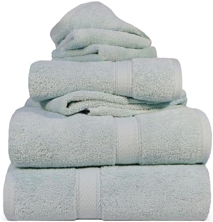 SUPERIOR Egyptian Cotton Ultra Plush & Absorbent, 6 Piece Set, Sea Foam