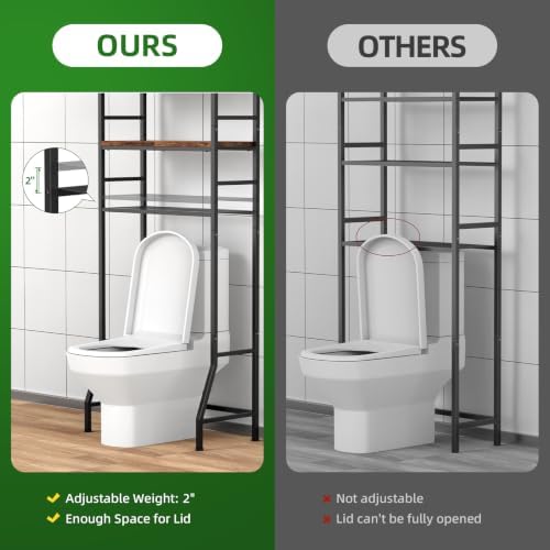 Over The Toilet Storage Rack,4-Tier Over Toilet Bathroom Organizer with Adjustable Wooden Shelves,Freestanding Space Saver Bathroom Cabinet Shelves Over Toilet,Over Toilet Storage, Vintage Brown