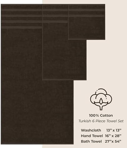American Soft Linen 100% Cotton Luxury Turkish Towels, 6 Piece Towel Set