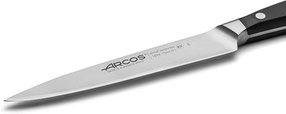 Arcos Forged Sole Fish Knife Forged Stainless Steel 7 Inch. Micarta Handle & Special Silk Edge and Silver Blade 190 mm. Series Manhattan. Black Color Impress and Amaze with Every Cut