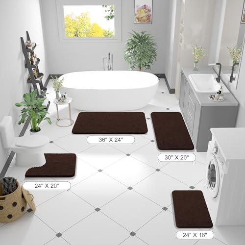 OLANLY Bathroom Runner Rugs 59x24, Extra Soft Absorbent Chenille Bath Rugs