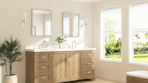 TETOTE Brushed Nickel Bathroom Mirror 24" x 30" Rectangle Beveled Frame Bathroom Vanity Mirror for Over Sink Brushed Nickel, Tempered Glass, Stronger Frame, Modern Farmhouse Bedroom, Entryway