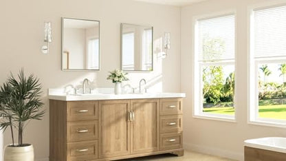 TETOTE Brushed Nickel Bathroom Mirror 24" x 30" Rectangle Beveled Frame Bathroom Vanity Mirror for Over Sink Brushed Nickel, Tempered Glass, Stronger Frame, Modern Farmhouse Bedroom, Entryway