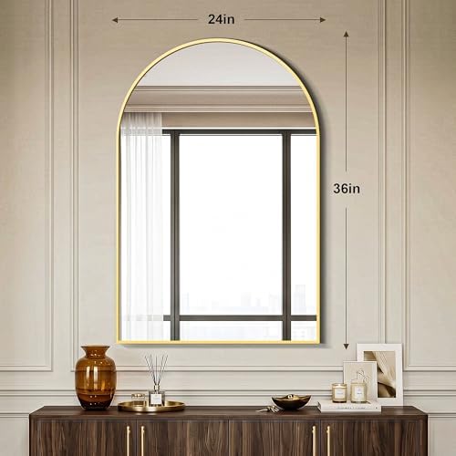 AMOISE Arched Bathroom Mirror for wall, 2 Pack 36"x24" Vanity Mirror, Gold
