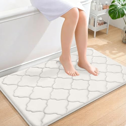OLANLY Memory Foam Bath Mat Rug 36x24, Ultra Soft Bathroom Rugs, Cream