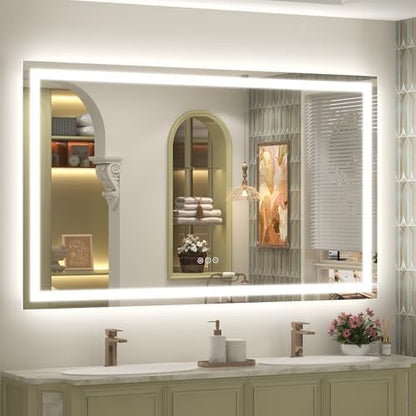 66x40 Inch LED Bathroom Mirror Backlit and Front Lighted
