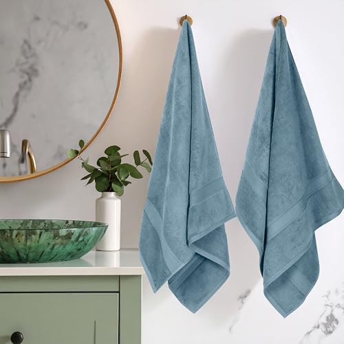 Superior Egyptian Cotton Plush & Absorbent, Bath Towel Set of 2, Denim Blue