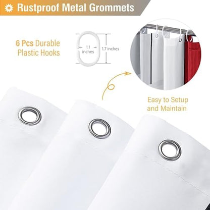 BTTN 36x72 Half Modern Geometric Waterproof Fabric Shower Curtain Set, Red