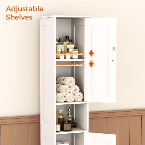 Homleke Tall Bathroom Storage Cabinet with 2 Doors, Slim Bathroom Cabinet