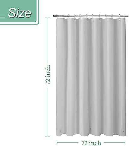 Mrs Awesome Grey Shower Curtain Liner with 3 Magnets, 72x72, Light Gray