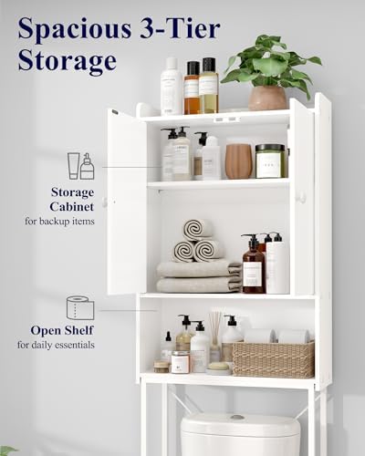 Kitsure 68.1"H Over Toilet Storage Cabinet, Magnetic Door, Adjustable Shelf