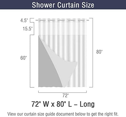 Gibelle No Hook Cloth Grey Shower Curtain with Liner, 72x80