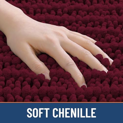 Smiry Bathroom Rugs 70X24, Extra Soft Rubber Backing Chenille Bath Mats
