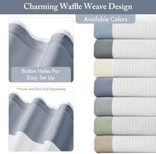 Madison Park Spa Waffle Weave Long Shower Curtain, 72 x 78, Indigo Blue