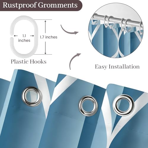 Gelbchu Geometric Shower Curtain for Bathroom, Moonlight Blue, 72x72
