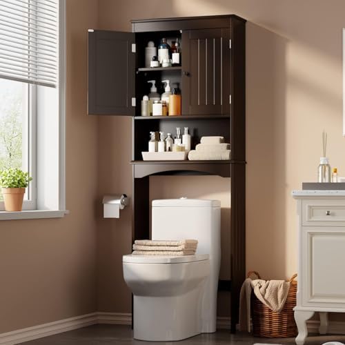 Gizoon Over the Toilet Storage Cabinet with Adjustable Shelf, Espresso