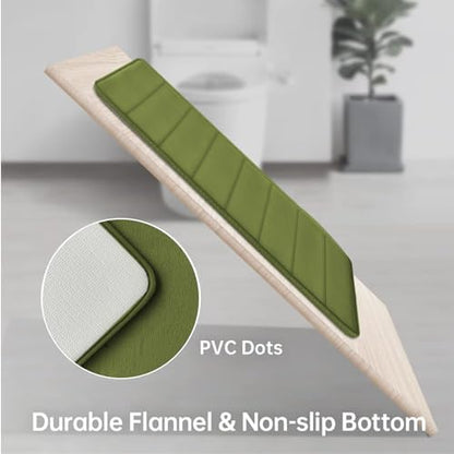 RUN HELIX Sage Green Bathroom Rugs Sets 3 Piece Memory Foam Non Slip Bath Mats for Bathroom Floor and U-Shaped Contour Toilet Rug, Soft Washable Bathrom Sets Mats and Rugs Sets for Toilet Shower Sink