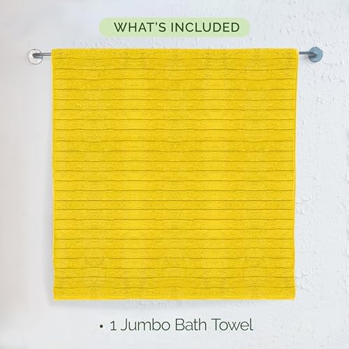Elegant Comfort 100% Turkish Cotton Corduroy Ribbed Luxury Jumbo Bath Towel Ultra Soft - 35 x 70 Inch - Luxury Spa Premium Hotel Quality Highly Absorbent and Quick Dry Large Bath Towel, Yellow