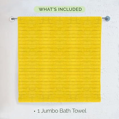 Elegant Comfort 100% Turkish Cotton Corduroy Ribbed Luxury Jumbo Bath Towel Ultra Soft - 35 x 70 Inch - Luxury Spa Premium Hotel Quality Highly Absorbent and Quick Dry Large Bath Towel, Yellow