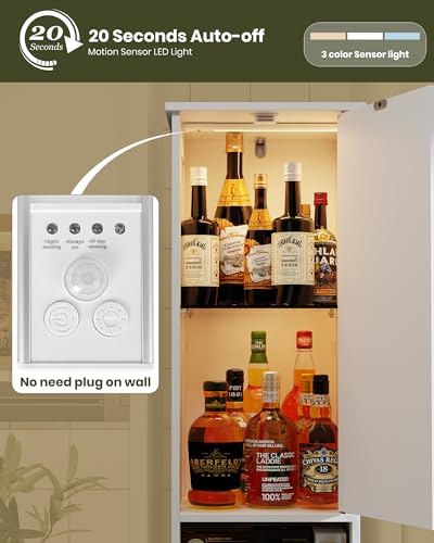 HAIOOU Tall Narrow Bathroom Storage Cabinet with Light for Small Spaces