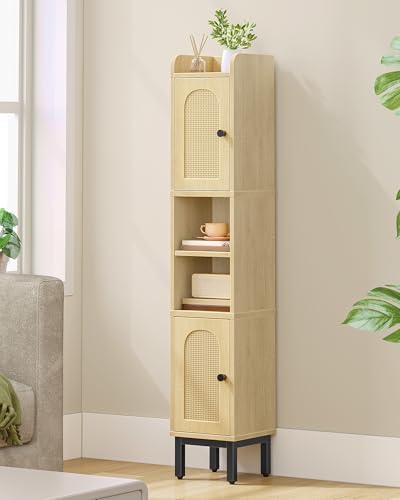 Hzuaneri Slim Bathroom Storage Cabinet, Narrow Bathroom Organizers,2 Doors