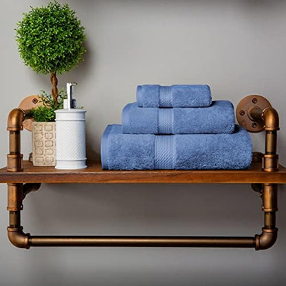 SUPERIOR Egyptian Cotton Ultra Plush & Absorbent, 3 Piece Set, Denim Blue