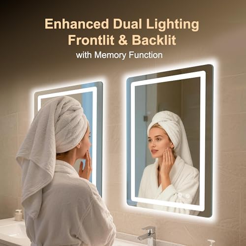 LED Bathroom Mirror, 20"x30" Bathroom Vanity Mirror with Lights