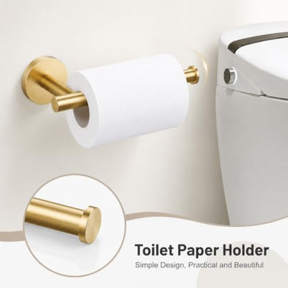 Brushed Gold Bathroom Accessories Set, 10 Pieces Gold Towel Bar Bathroom Hardware Set, 24 Inch Towel Racks for Bathroom, SUS304 Stainless Steel Bathroom Towel Holder Toilet Paper Holder Wall Mounted