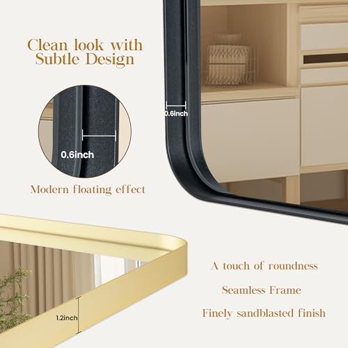 Fun Memories Black Bathroom Mirror 36X36 Inch Bathroom Vanity Mirror, Metal Black Frame Large Mirror, Modern Wall Mirror for Bathroom, Tempered Glass, Farmhouse Mirror, Horizontally or Vertically