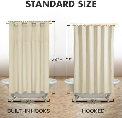 River Dream No Hook Shower Curtain with Snap-in Liner Set, Linen, 71x74