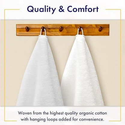 Alusa Home 100% Organic Zero-Twist Cotton Towels - GOTS Certified Luxury Bath Towels - Ultra Soft & Plush 700GSM Long-Staple Cotton - 6 Piece Towel Set (White)