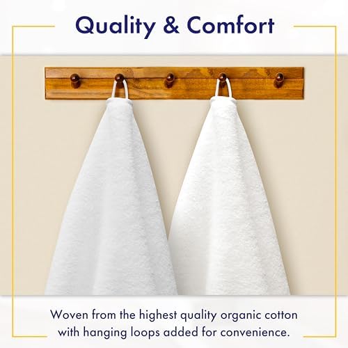 Alusa Home 100% Organic Luxury Bath Sheets - GOTS Certified - Extra Large 35x70 Inches (Pack of 2) Zero-Twist, Long-Staple Cotton Bath Sheet Set (White)